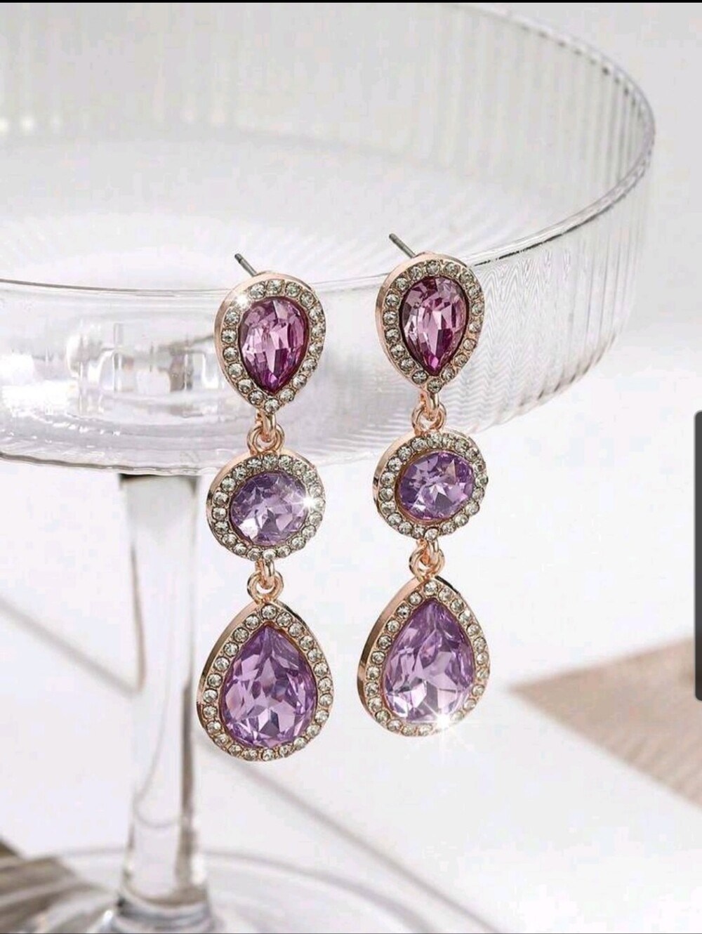 BRAND NEW ** Amethyst Teardrop Dangle Earrings